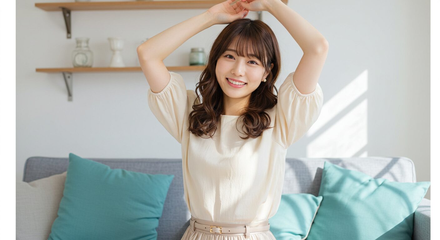 頭痛が軽くなって笑顔の女性