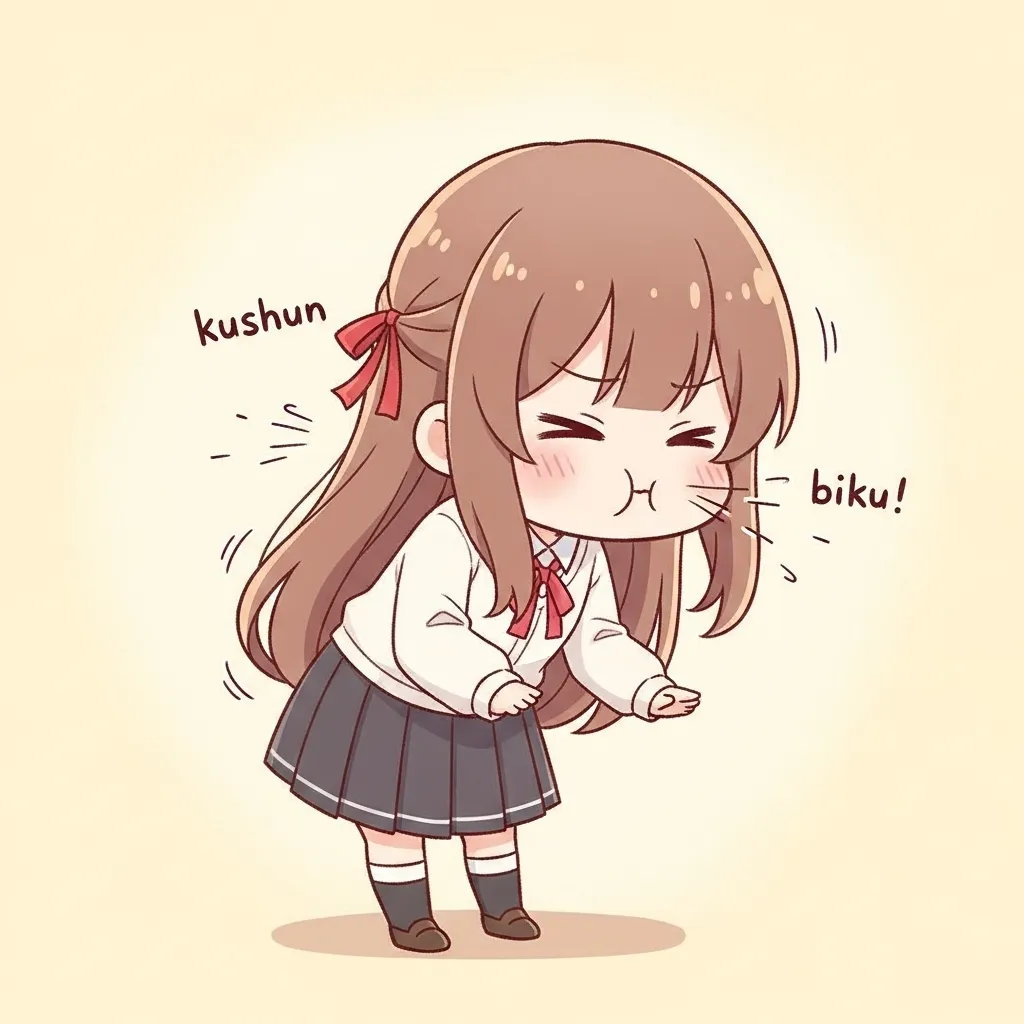 大きなくしゃみをしている女性のイラスト