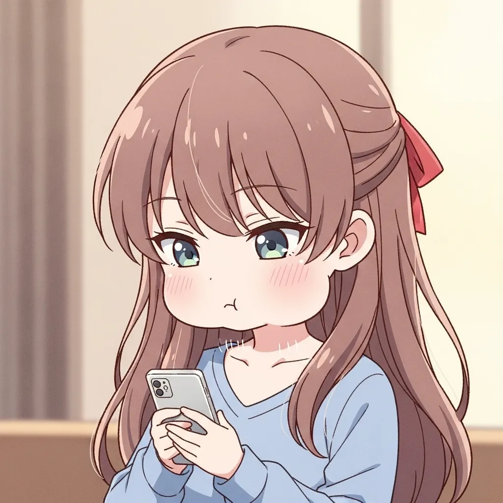 スマホを見る姿勢で首が前に出ている女性のイラスト