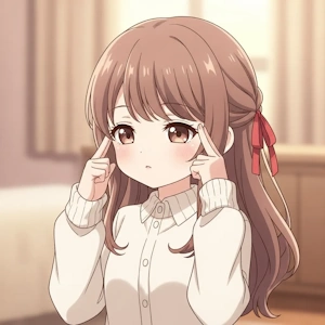 こめかみを押さえながら深呼吸