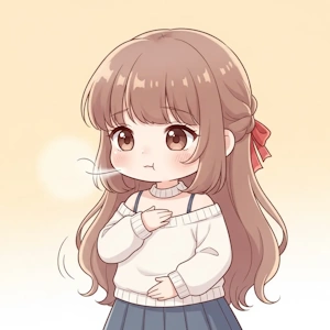 吐く息を長くして胸とお腹の力みをほどくイラスト｜女性専門 頭痛整体 Heart＋小田原院