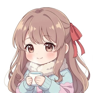 温かい飲み物で水分補給をしているイラスト