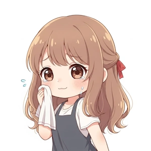 涙を拭いて少しスッキリした表情の女性のイラスト