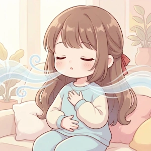 鼻から吸って口から長く吐く深呼吸のイラスト