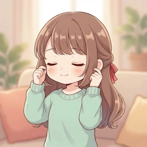 耳を軽くつまんで回すセルフケアのイラスト